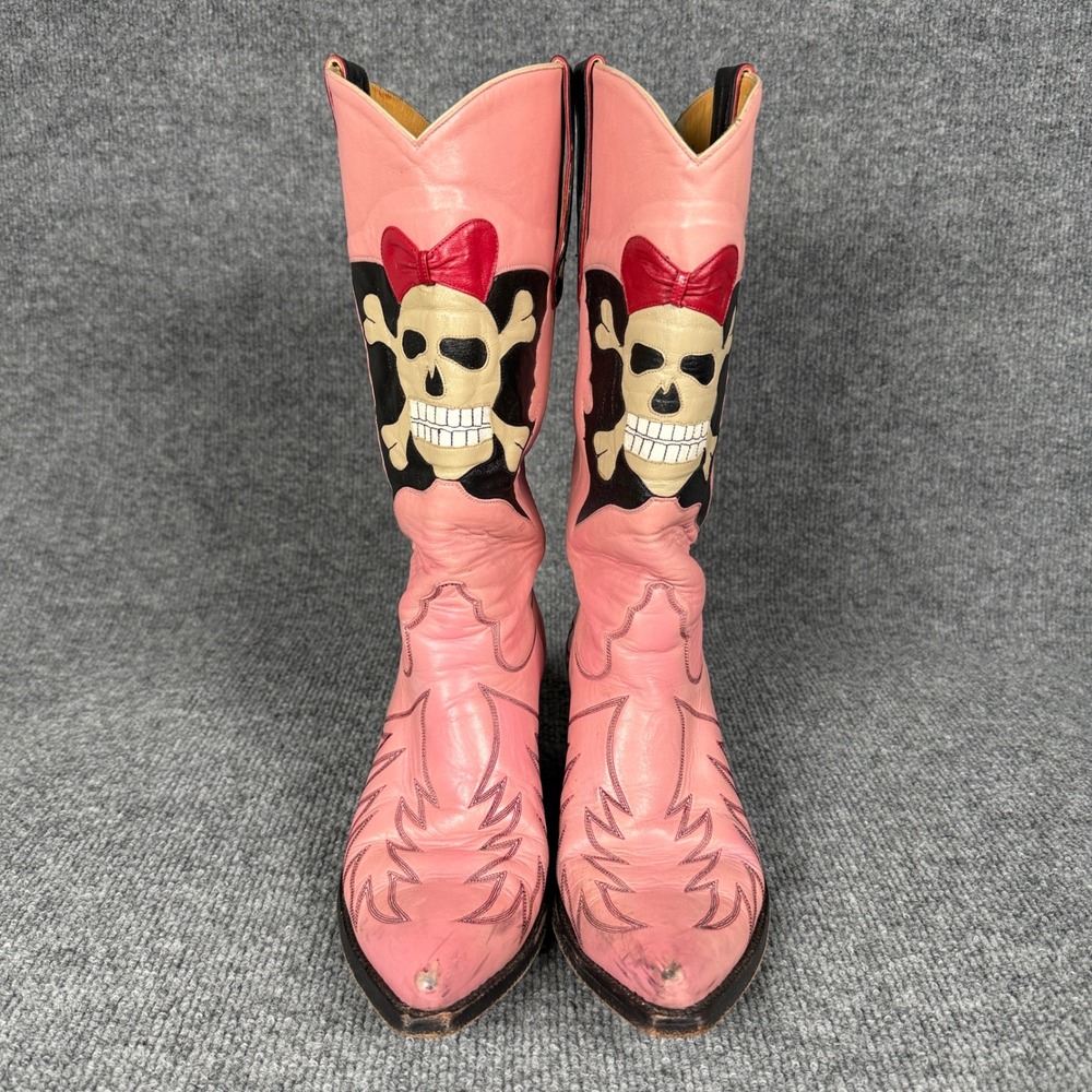 Liberty Boot Co. Womens Sz 8 Boots Pink Brody Rocks Cowboy Festival Calfskin